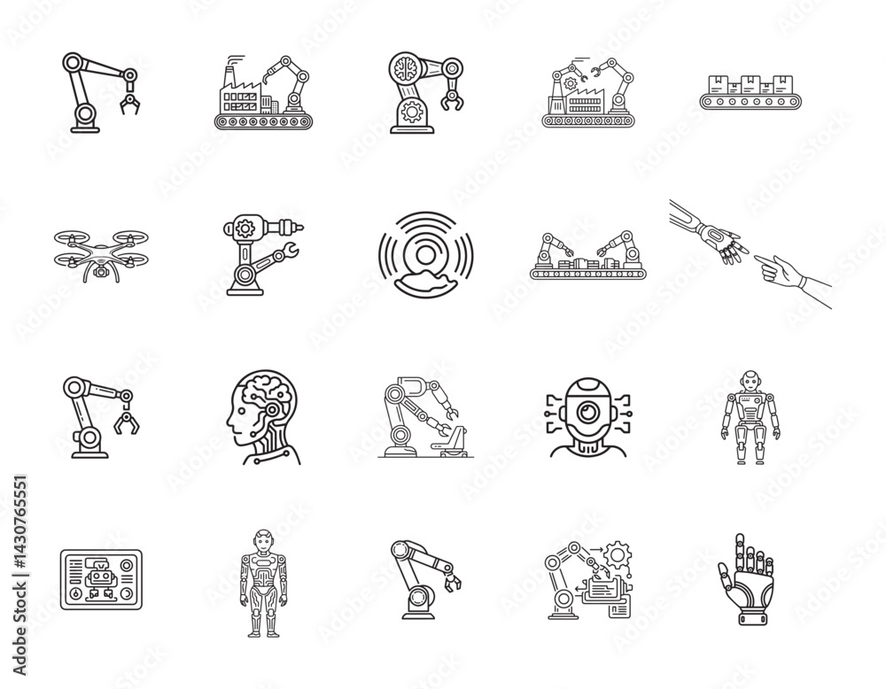 Naklejka premium 20 Robotics and Automation Icons set 