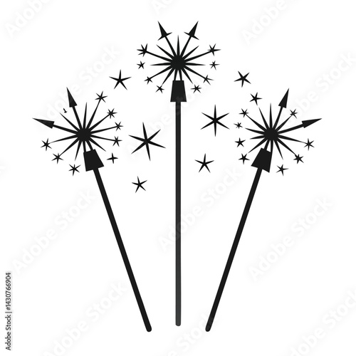 American sparklers set isolated shilhotee vector on white background