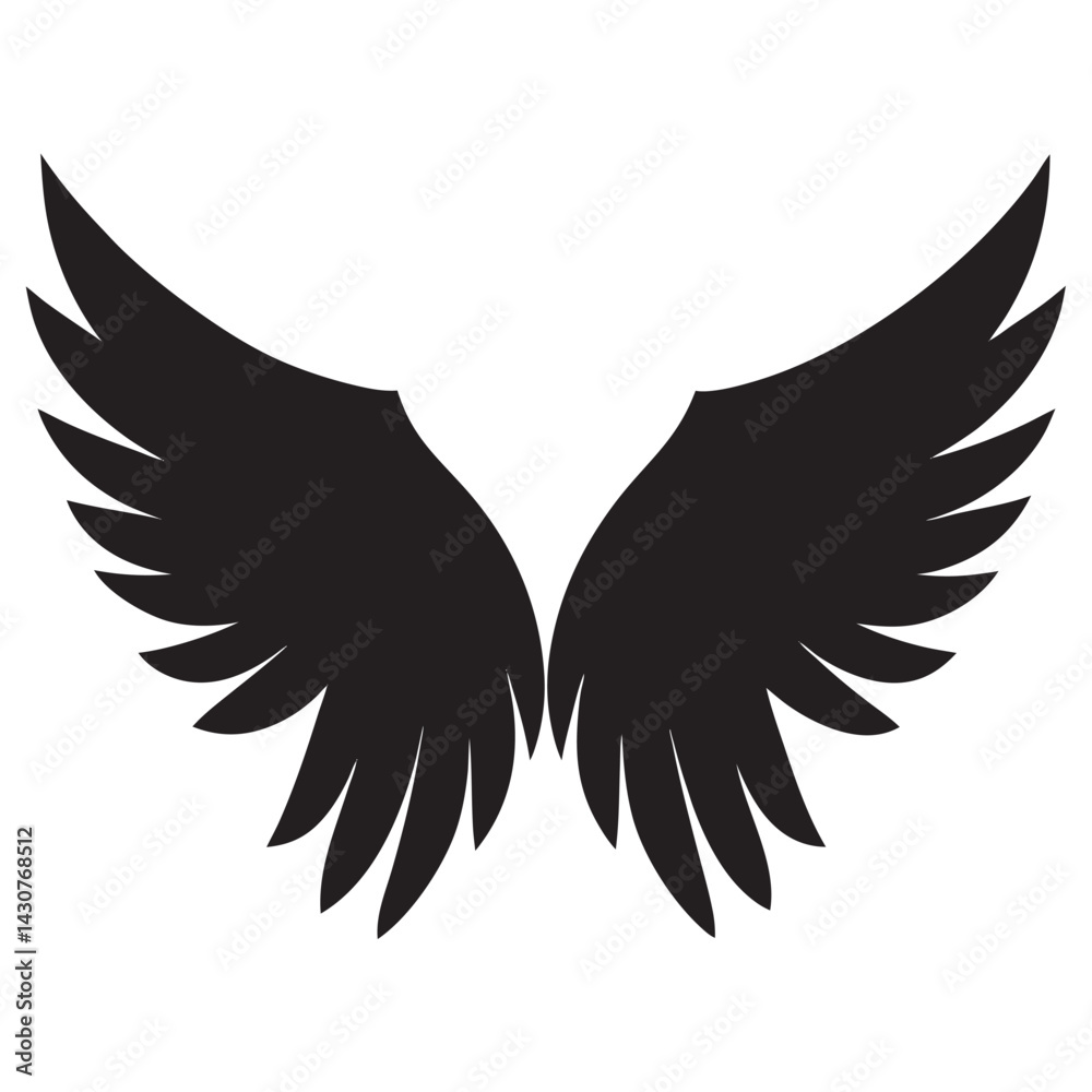 Obraz premium A black silhouette of a angel wings Silhouette 