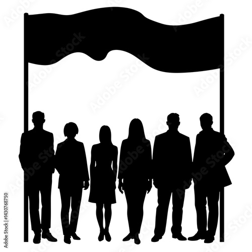 Diverse group of people against equality banner, promoting unity