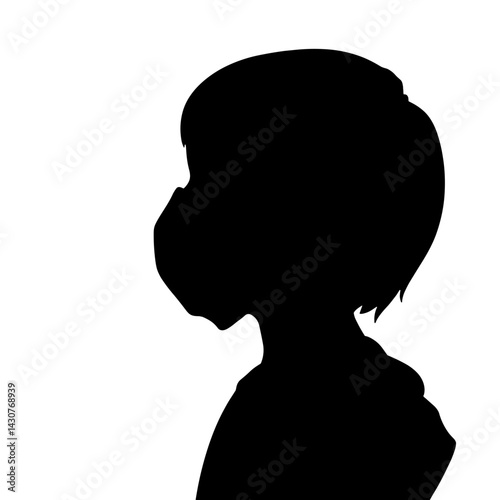 Child silhouette wearing protective mask in safe environment, health awareness