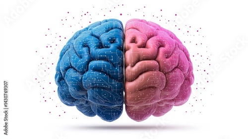 Half digital, half real brain – ideal for AI and machine learning visualizations.
