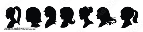 Woman Profile Silhouettes - Vector Illustration
