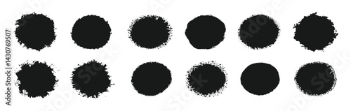 Black grunge circle frames collection