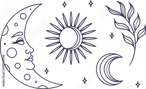 Creative Moon Illustrations for Print on Demand Products. Modern Moon Art Designs for Apparel and Home Decor. Minimal Moon Artwork for T-shirts, Posters, and Mugs