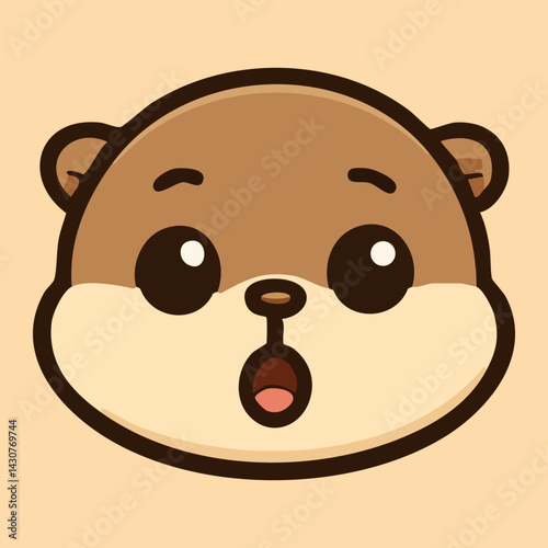 Surprised baby otter with wide open eyes and mouth