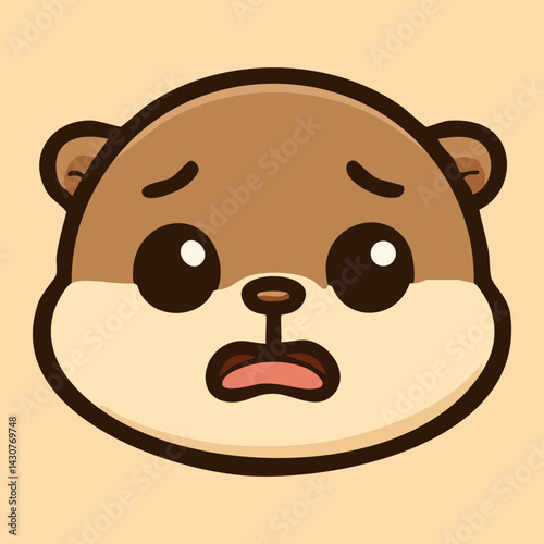 Upset baby otter with sad expression and open mouth