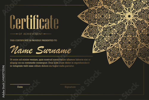 Luxury mandala certificate award diploma