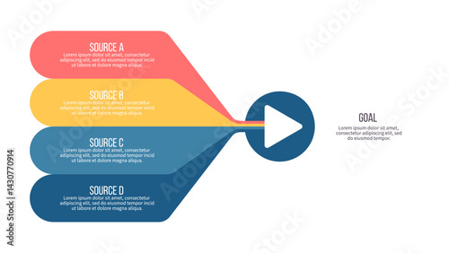 Business infographic template. Arrow chart with four options, steps. Vector chart.