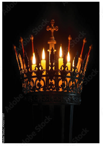 crown, glowing gems, magical artifact, royal headpiece, enchanted crown, medieval fantasy, dark 