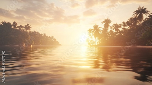 Golden hour serenity on a tropical isle.