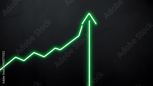 a green neon arrow pointing upwards, showcasing growth and positive trajectory