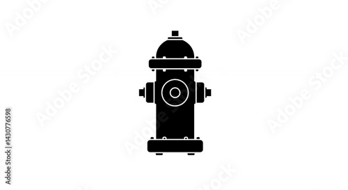 Black fire hydrant graphic for emergency signage or safety posters