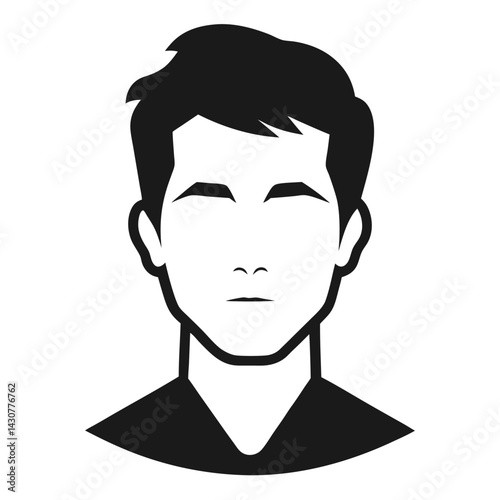 Silent Portrait: A minimalist, black and white avatar of a person with a clean aesthetic, embodying the concept of anonymous, faceless representation.