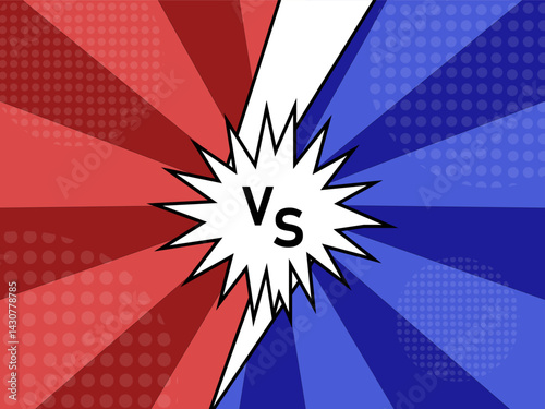 Abstract comic background vs vector
Vector comic background with red and blue colors confrontation of two teams with the inscription vs between them vector