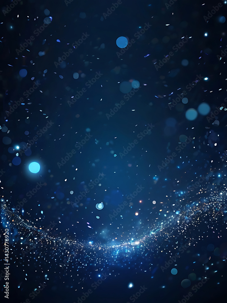 Obraz premium Starry Night Galaxy Light Bokeh Digital Blue Gold Abstract Cosmic Sparkle Background ai