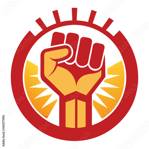 Raised worker fist symbol on white background vector illustration