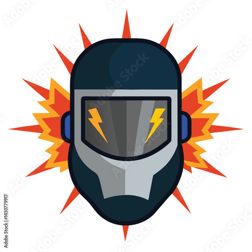 Welders mask and sparks on white background vector illustration