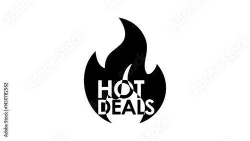 Hot Deals, black isolated silhouette