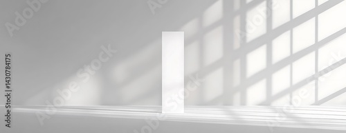 White room, sunlight, blank poster, mockup