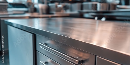 Stainless Steel Kitchen Countertop and Drawers: Modern Commercial Kitchen Design