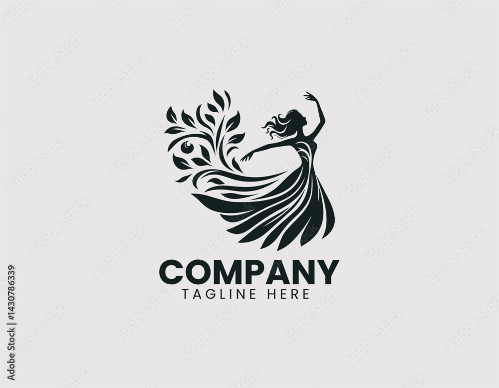 Obraz premium Elegant Dancer Silhouette Vector Logo