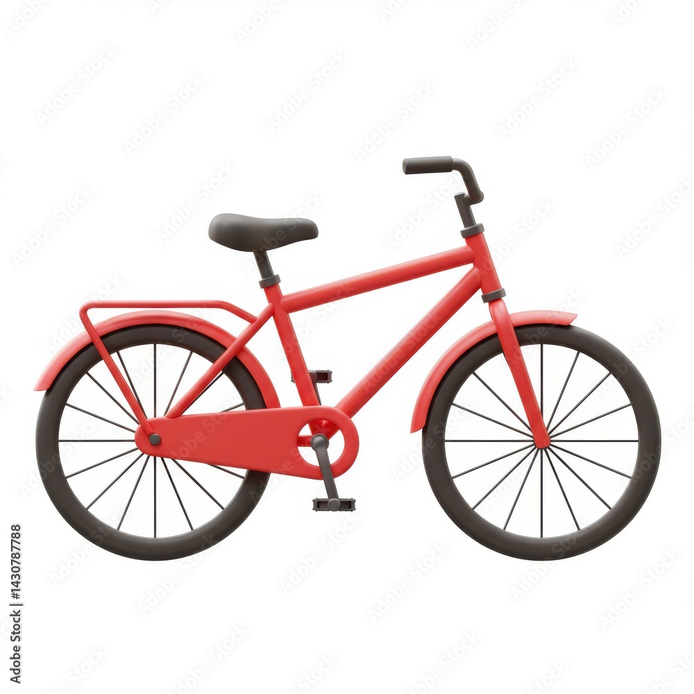 Fototapeta premium Red bicycle illustration transportation vehicle ride isolated on white background