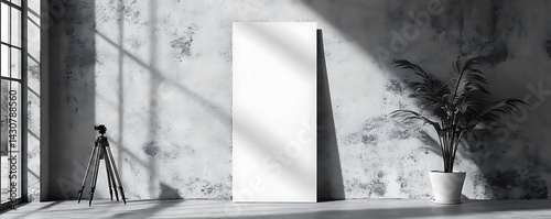Studio mockup; blank canvas; sunlight