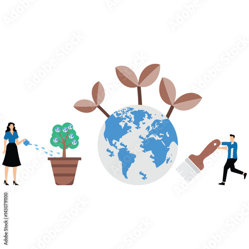 Environment conservation, planet greening and ecology