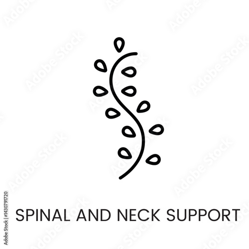 Symbol of spinal and neck support used for orthopedic pillow promotions mattress branding and health-related content line icon in vector with editable stroke