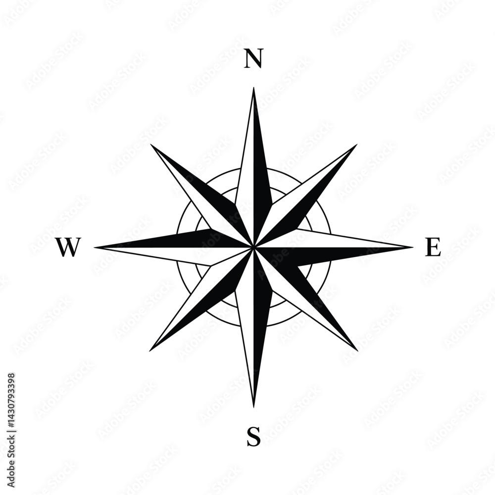 Obraz premium Compass Rose Vector Illustration for Navigation and Adventure