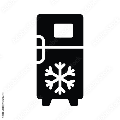 A well designed glyph style icon of electric fridge