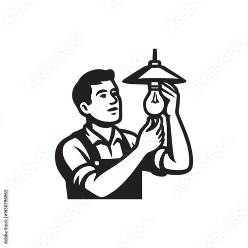 people installing light bulbs