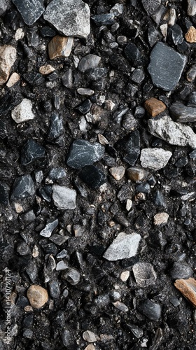 Wallpaper Mural Close-up view of different types of gravel and stones on a dark surface, showcasing the natural variation in texture and color. Torontodigital.ca