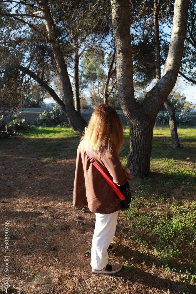 Girl With Sunglasses Plays Bass Musical Instrument In The Countryside Among Tree Girl With Sunglasses Plays Bass Musical Instrument In The Countryside Among Tree