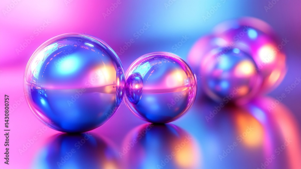 Reflective Spheres with Pink and Blue Gradient Lighting Reflective Spheres with Pink and Blue Gradient Lighting