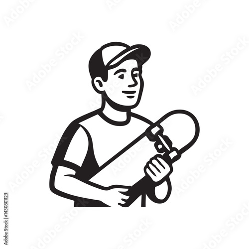 man carrying a skateboard