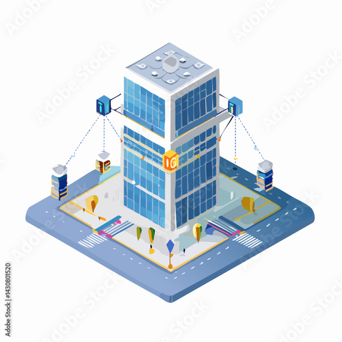 isometric view of a modern building with a view