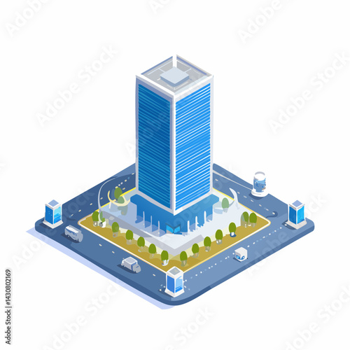 isometric view of a modern city