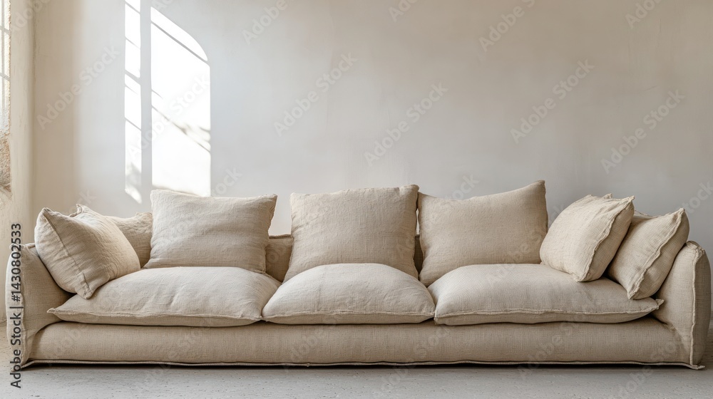 Naklejka premium Cream linen sofa