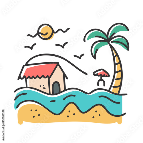 beachfront icon, beachfront vector illustration-simple illustration of beachfront, perfect for beachfront logos and icons
