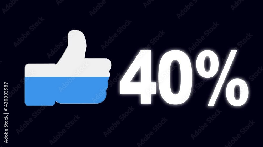 Animated like 40 percent engagement growth infographic, increase, growth, rise Social media improvement statistical report Business and finance theme black background Animated like 40 percent engagement growth infographic, increase, growth, rise Social media improvement statistical report Business and finance theme black background