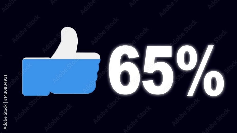Animated like 65 percent engagement growth infographic, increase, growth, rise Social media improvement statistical report Business and finance theme black background Animated like 65 percent engagement growth infographic, increase, growth, rise Social media improvement statistical report Business and finance theme black background