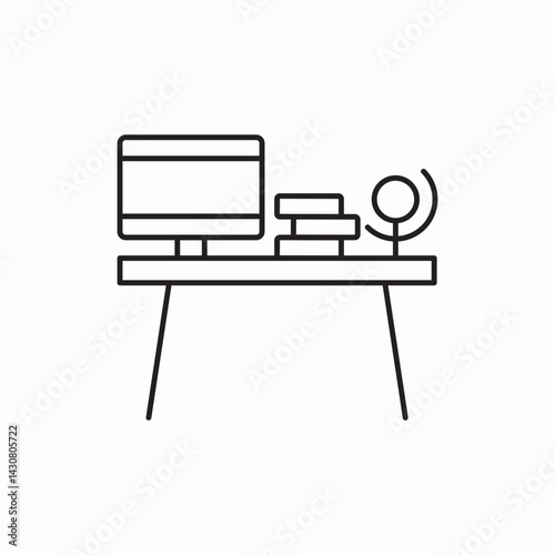Computer desk workspace furniture icon vector sign