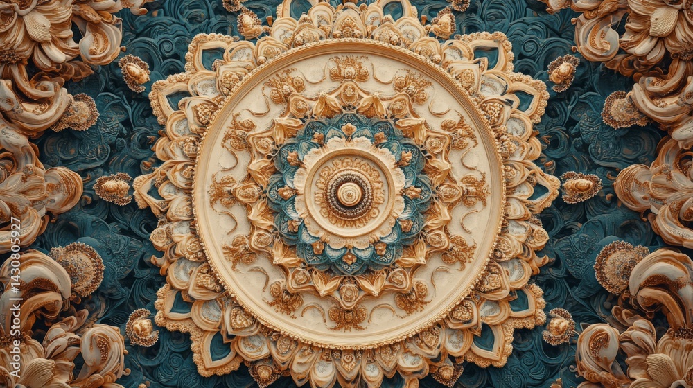 Intricate Gold and Teal Geometric Mandala Design Intricate Gold and Teal Geometric Mandala Design