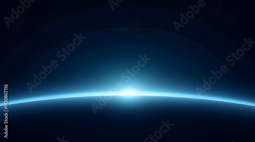 Sunrise over Earth's horizon. Space view, glowing atmosphere. Best for science, technology, travel, and environmental themes.