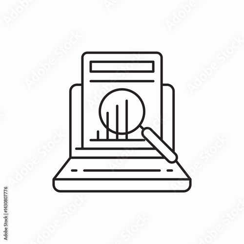 Laptop financial analysis chart icon vector sign