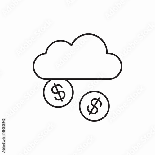 Cloud money finance service icon vector sign