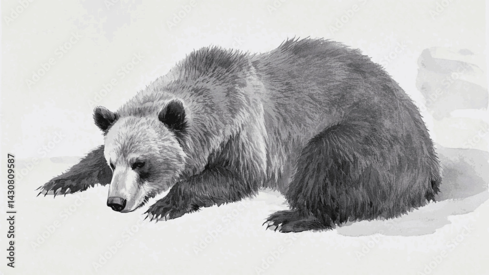 Timberline guardian grizzly bear isolated watercolor vector illustration svg