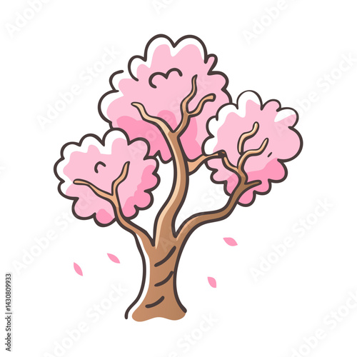 cherry blossom tree icon, cherry blossom tree vector illustration-simple illustration of cherry blossom tree, perfect for cherry blossom tree logos and icons